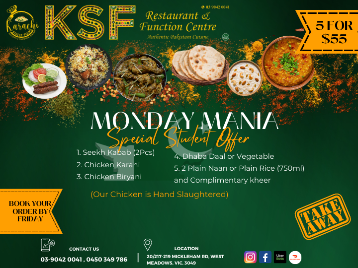 Menu, Karachi Street Food Truck (Craigieburn)