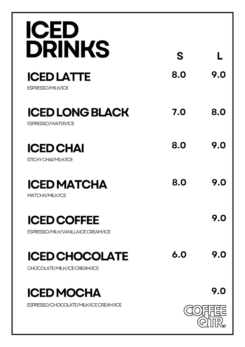 Menu, Coffee QTR.