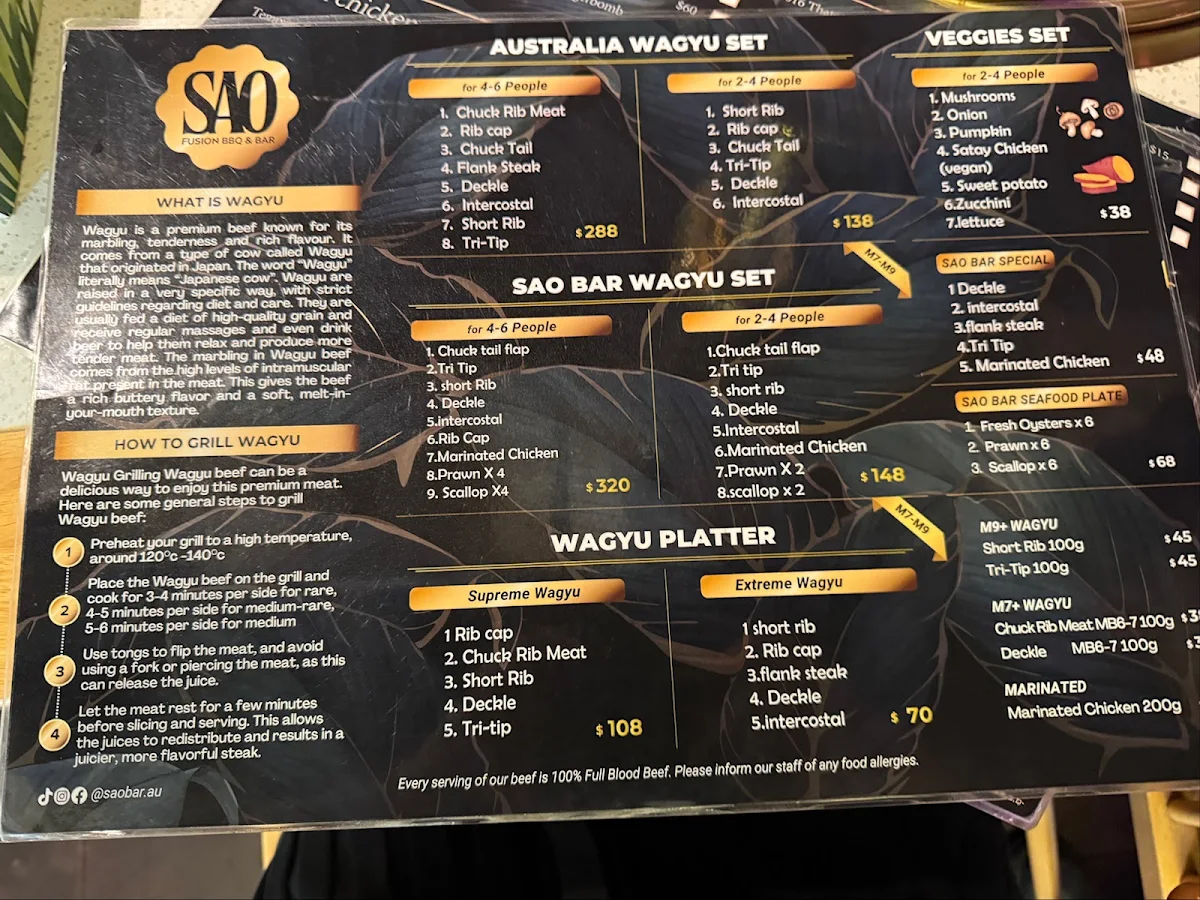 Menu, Sao Bar & B.B.Q