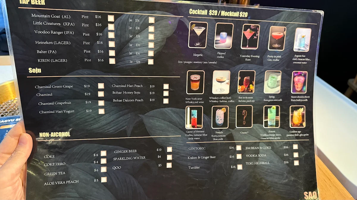 Menu, Sao Bar & B.B.Q