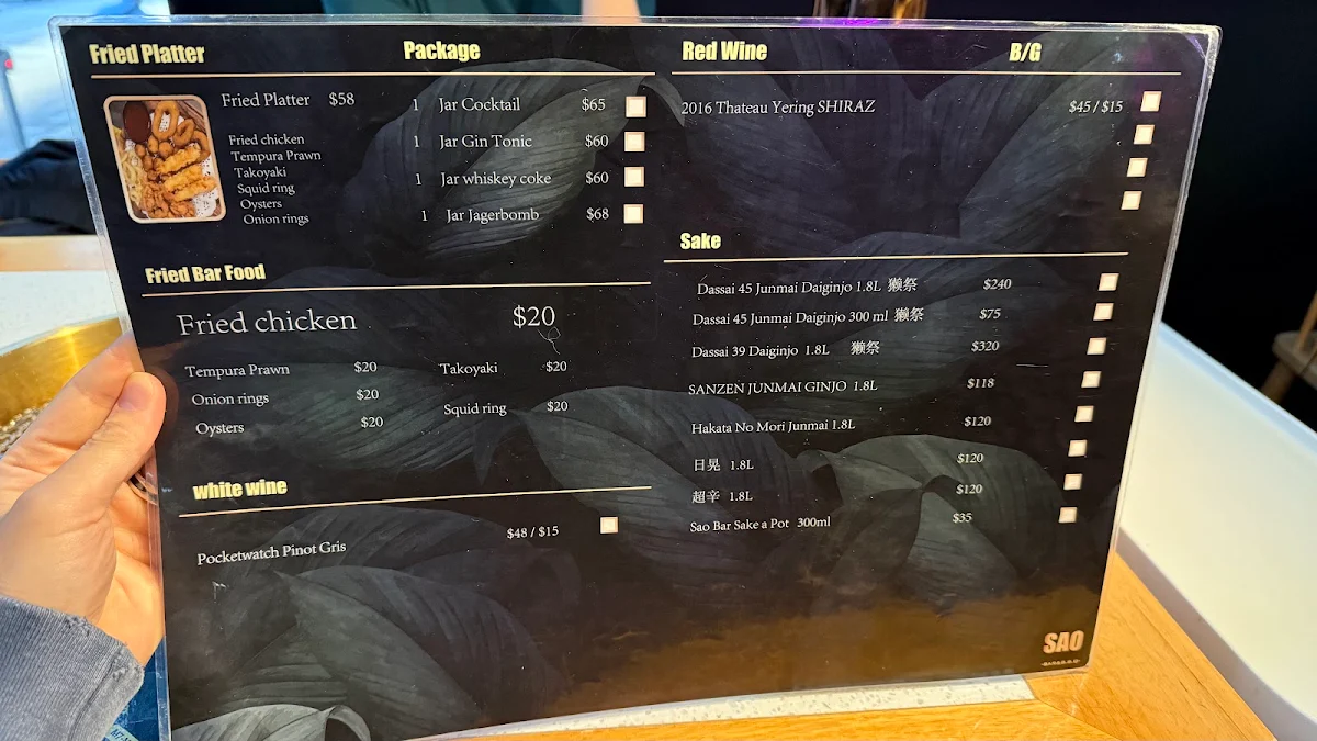 Menu, Sao Bar & B.B.Q
