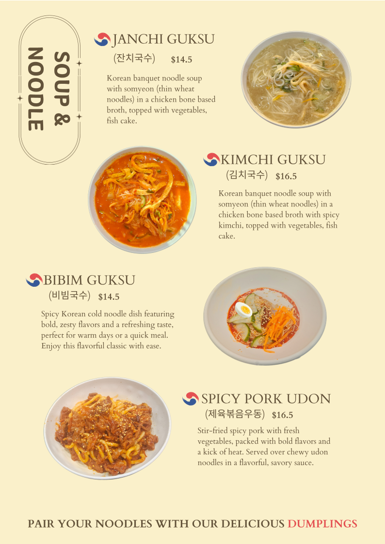 Menu, Old Pal Korean Kitchen