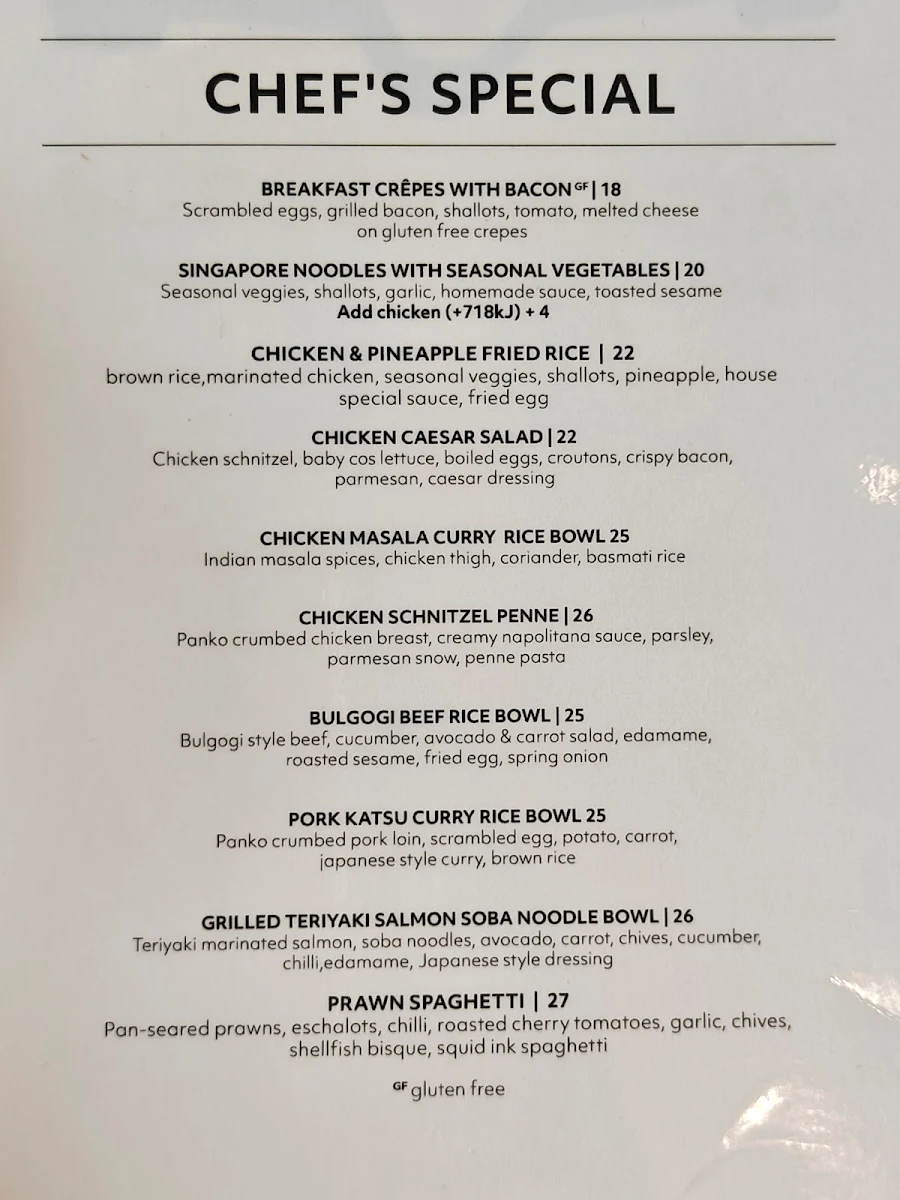 Menu, Leaf Cafe & Co Westmead