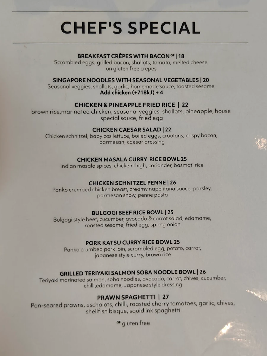 Menu, Leaf Cafe & Co Westmead