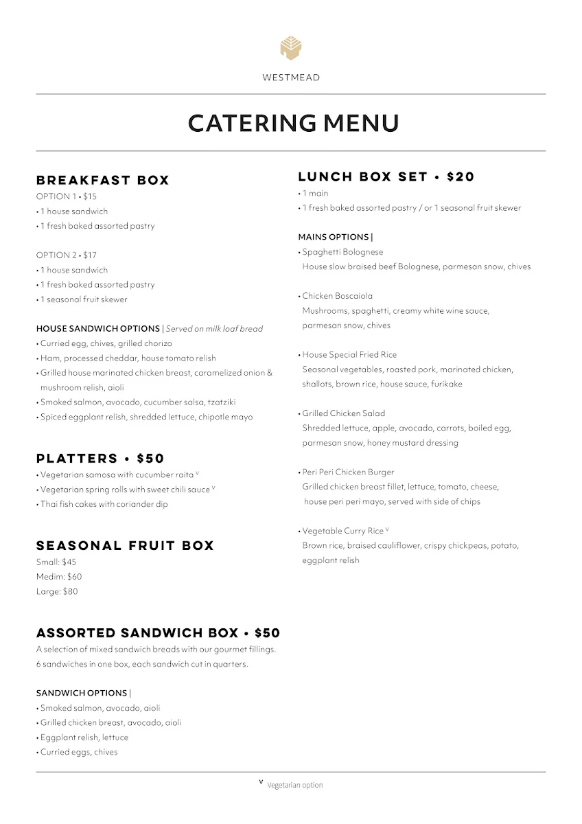 Menu, Leaf Cafe & Co Westmead