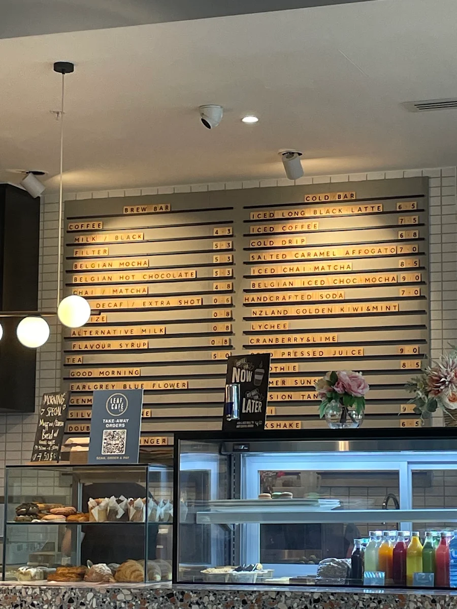 Menu, Leaf Cafe & Co Westmead