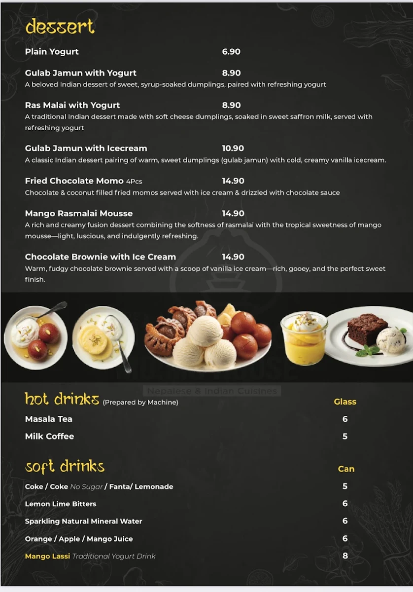 Menu, The Kathmandu Momo House Nepalese and Indian Cusines