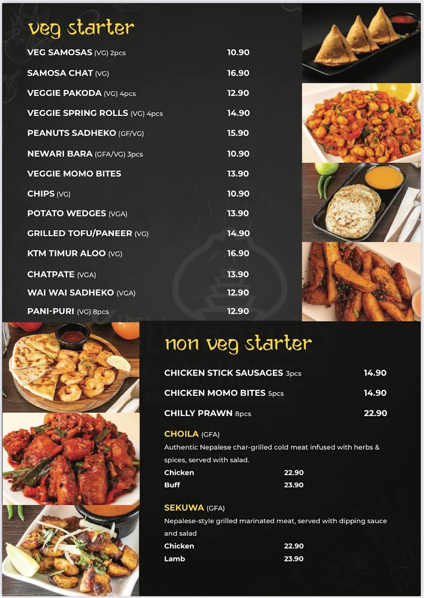 Menu, The Kathmandu Momo House Nepalese and Indian Cusines