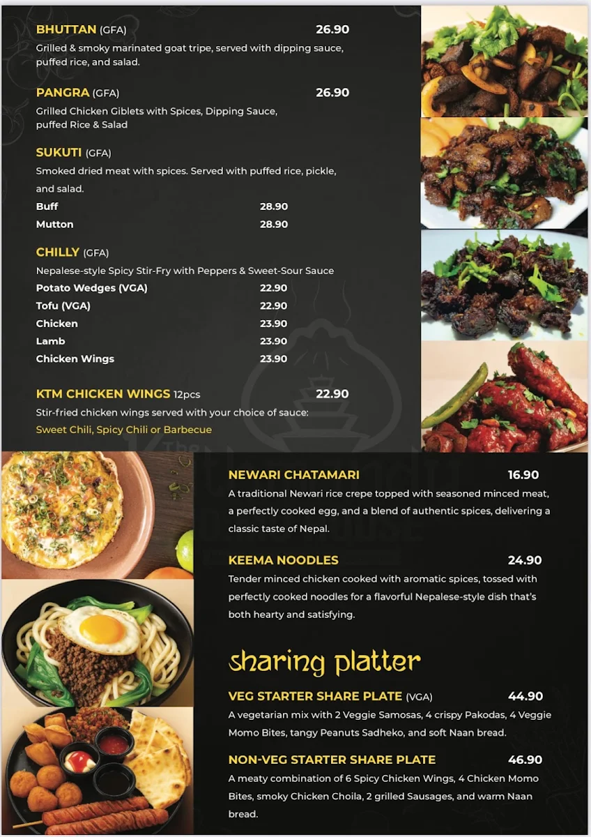 Menu, The Kathmandu Momo House Nepalese and Indian Cusines