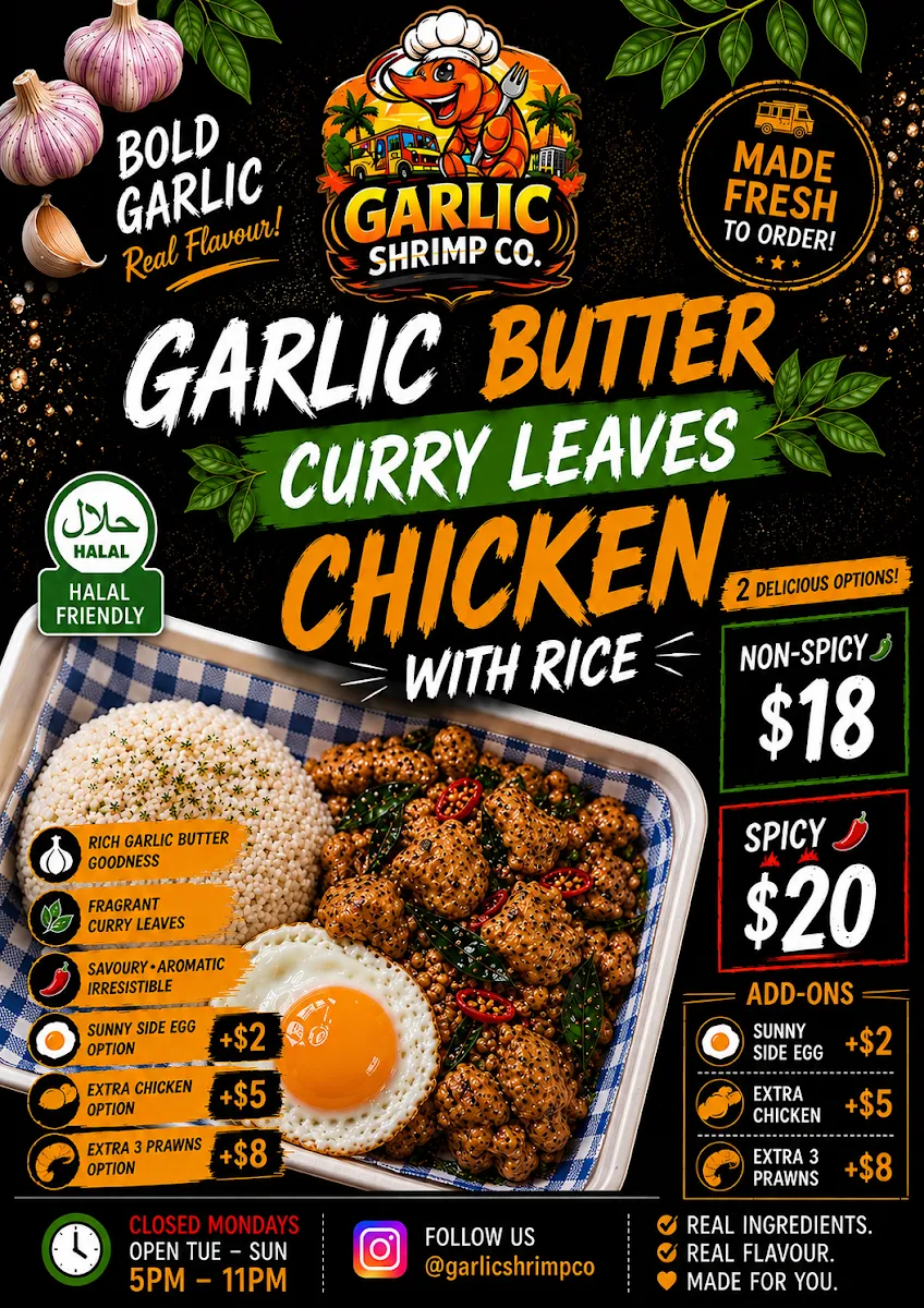 Menu, Garlic Shrimp Co.