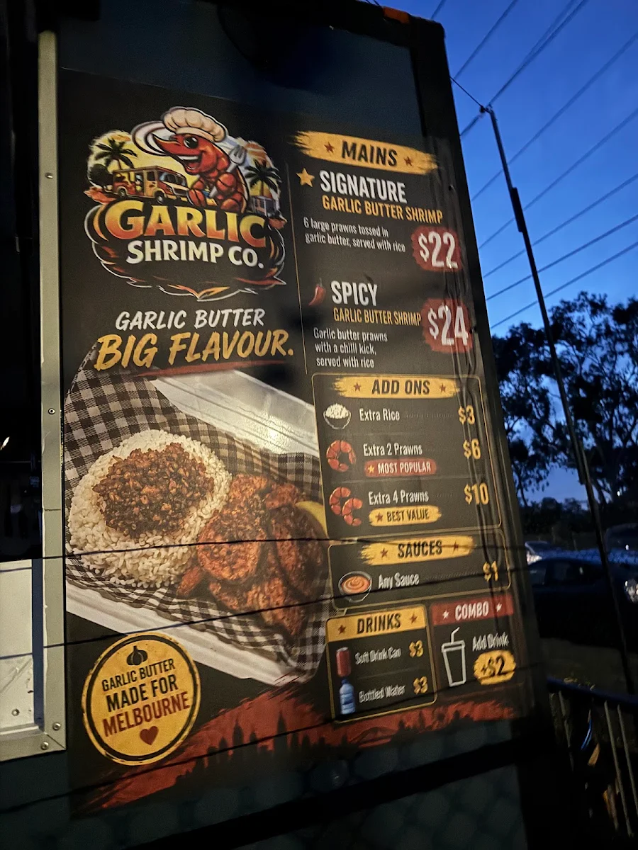 Menu, Garlic Shrimp Co.