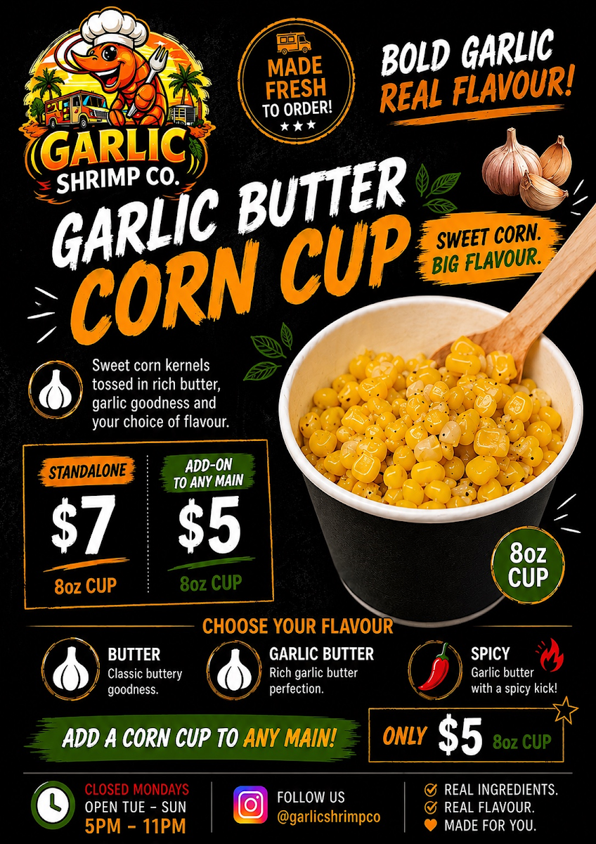 Menu, Garlic Shrimp Co.