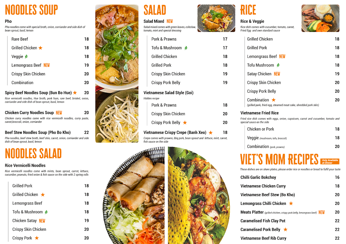 Menu, An Cafe Vietnamese Street Food