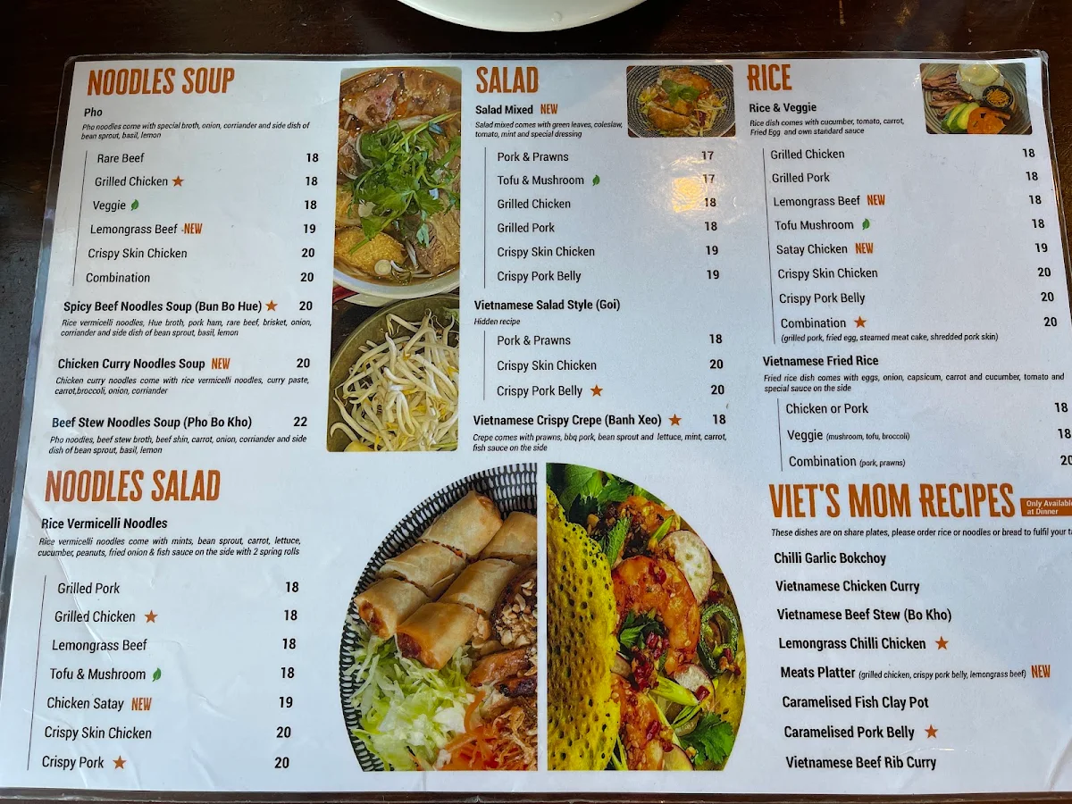 Menu, An Cafe Vietnamese Street Food