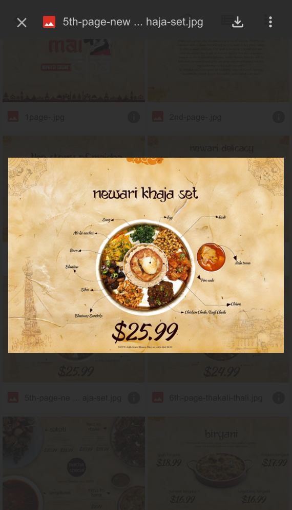 Menu, Maicha - Nepalese Restaurant
