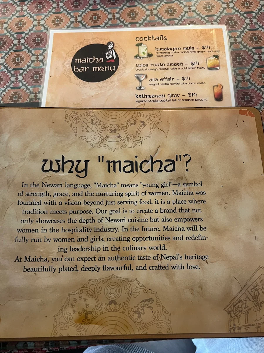 Menu, Maicha - Nepalese Restaurant