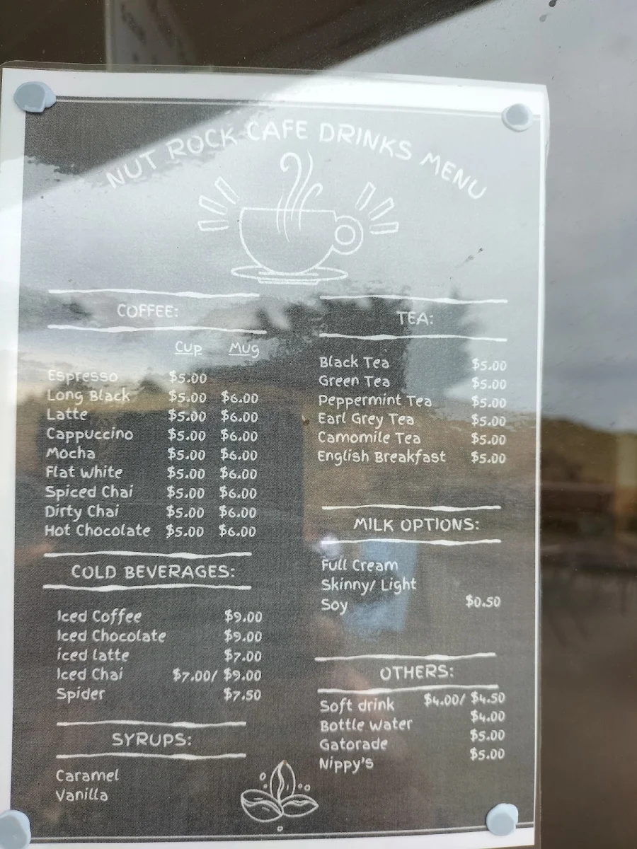 Menu, Nut Rock Cafe Stanley