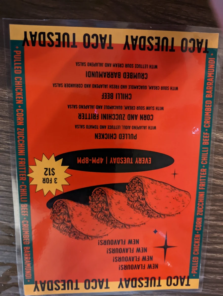 Menu, Townsville Brewing Co