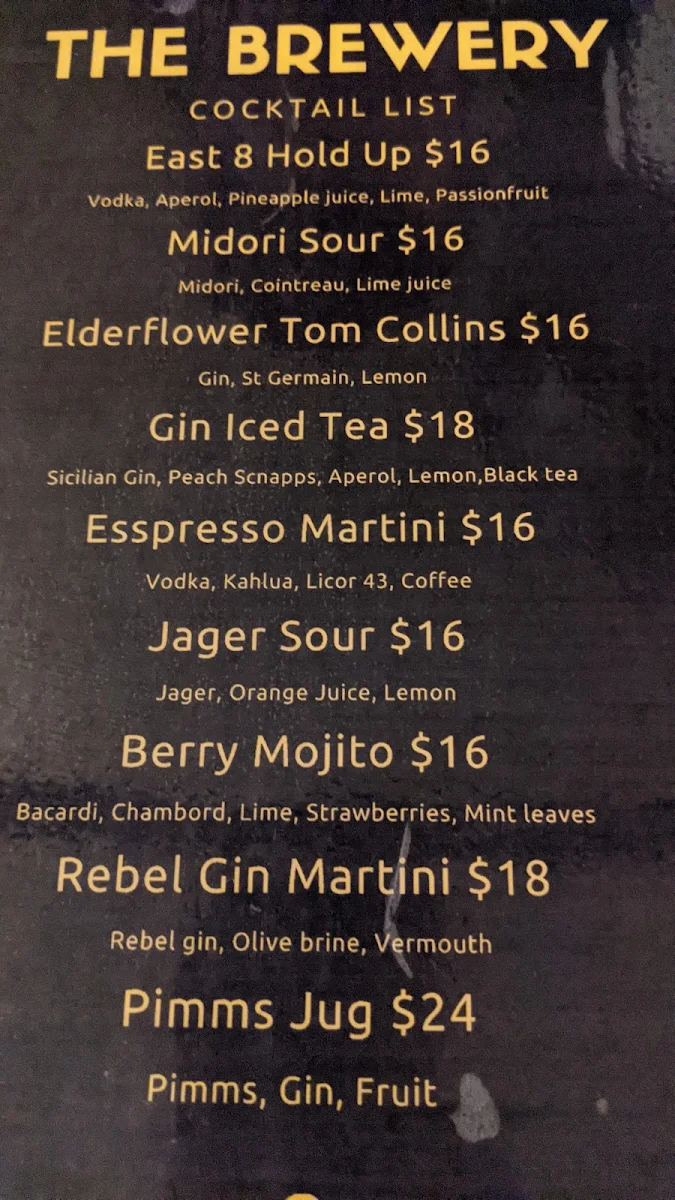 Menu, Townsville Brewing Co