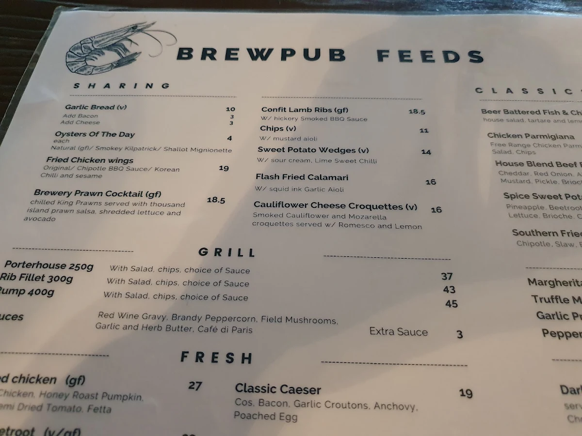 Menu, Townsville Brewing Co