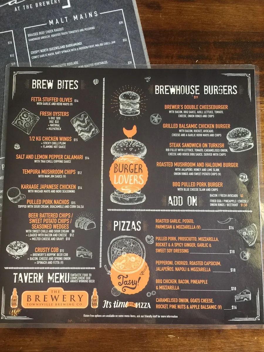 Menu, Townsville Brewing Co