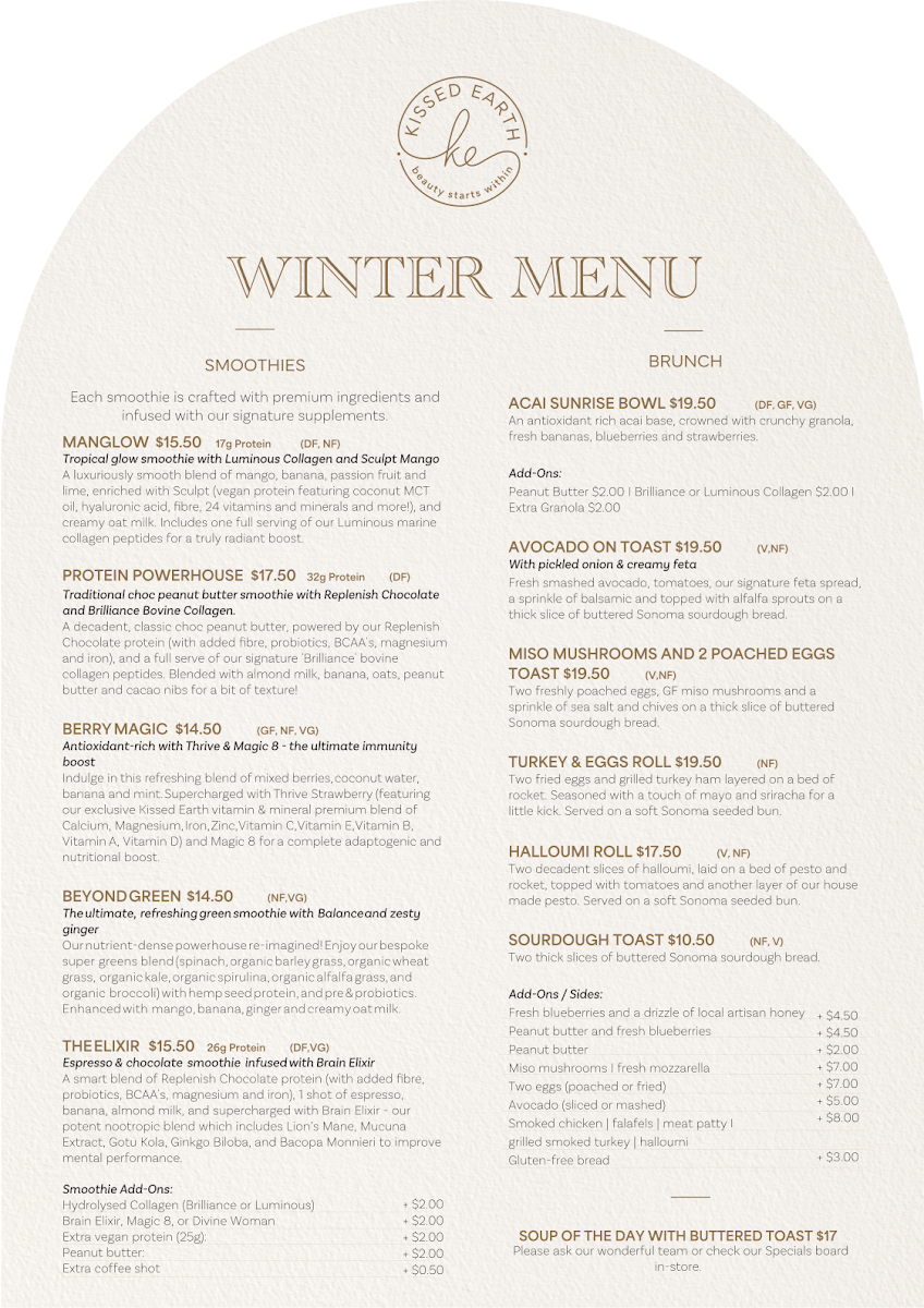 Menu, Kissed Earth