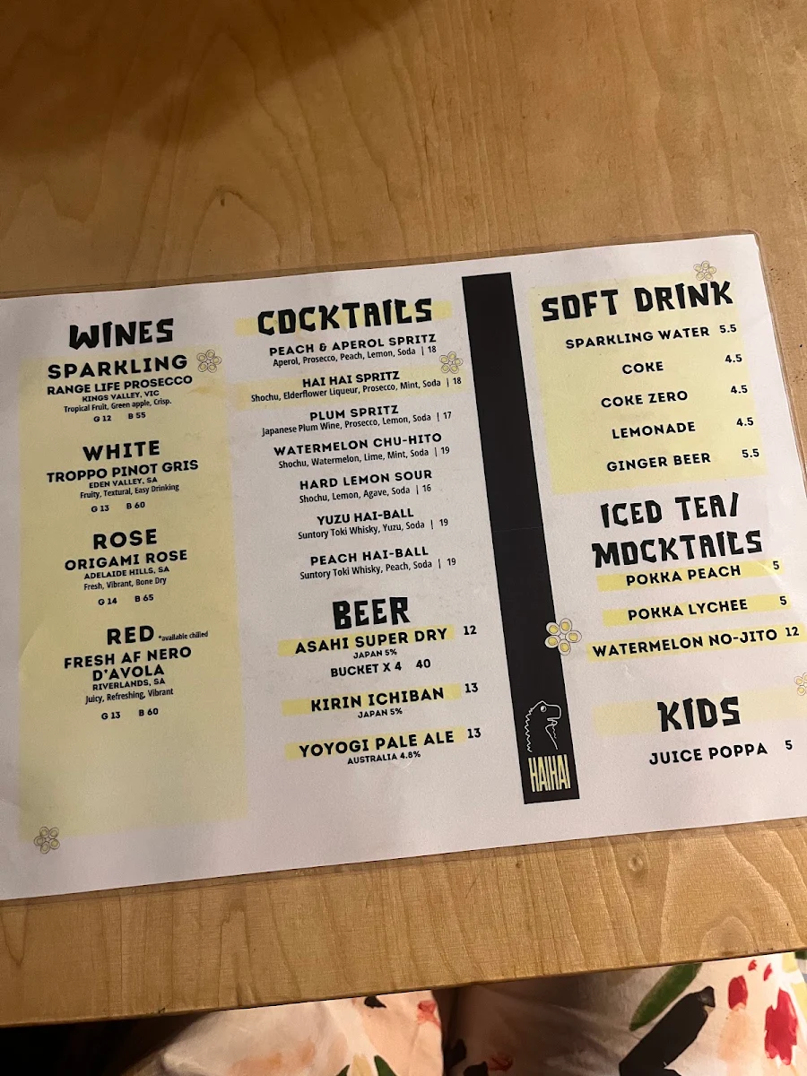 Menu, Hai Hai