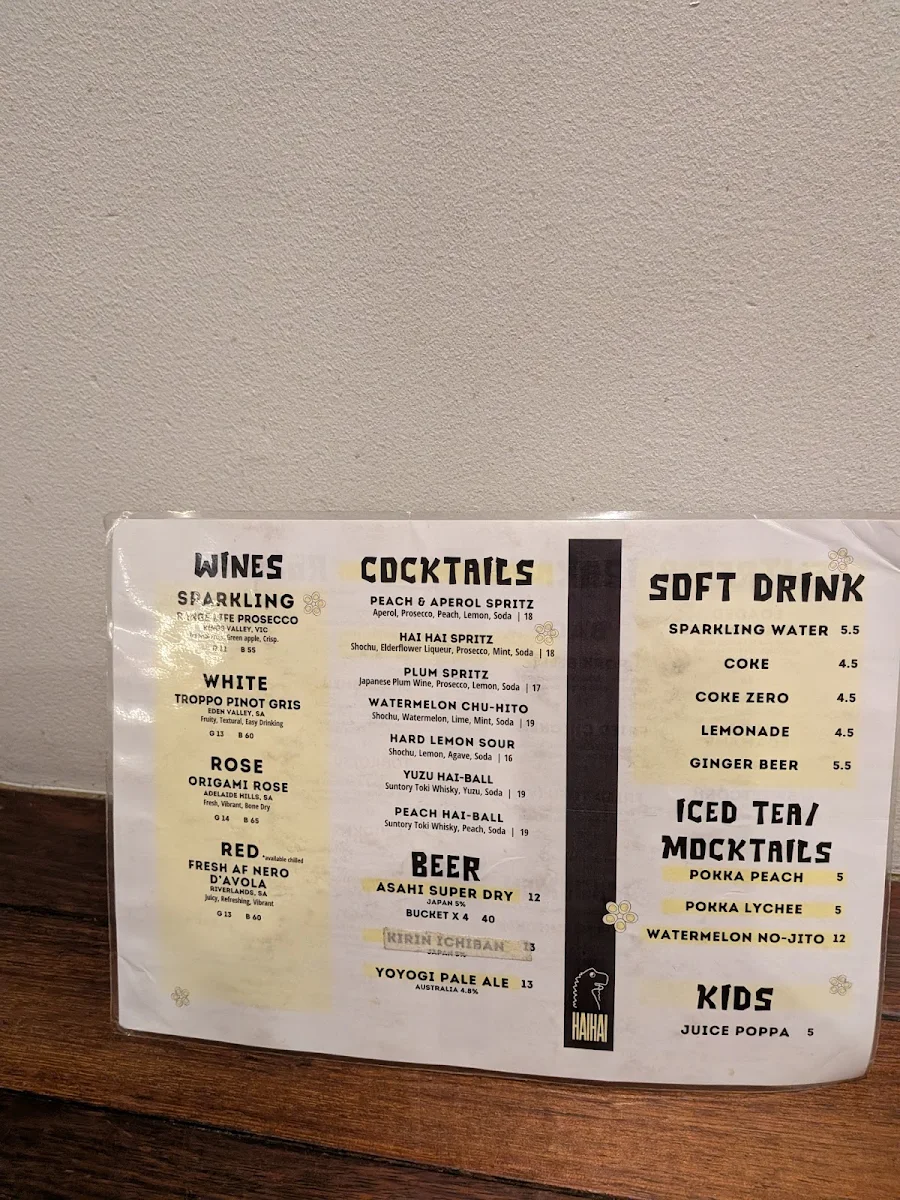 Menu, Hai Hai