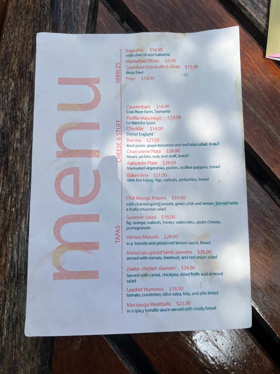 Menu, The Rio