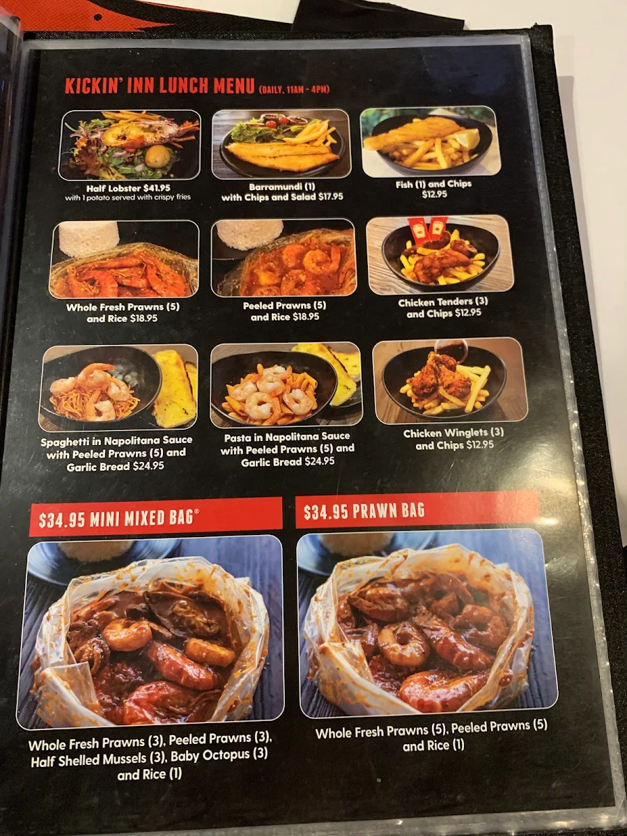 Menu, Kickin’Inn Emerton