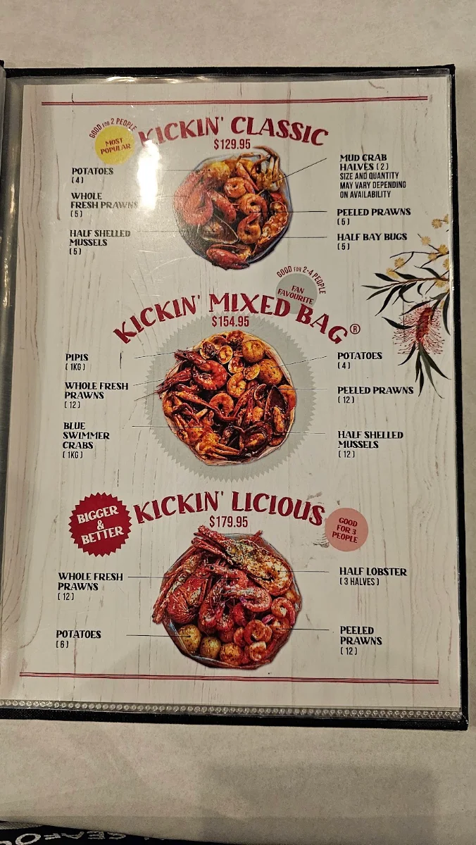 Menu, Kickin’Inn Emerton