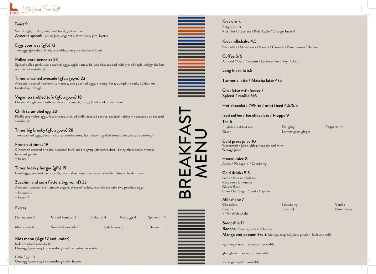 Menu, Times Berwick
