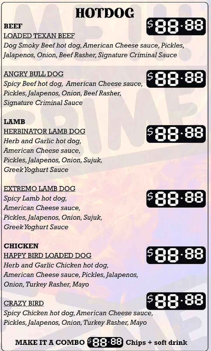 Menu, Criminal Grillz