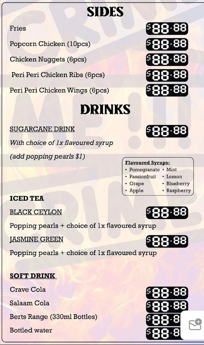 Menu, Criminal Grillz