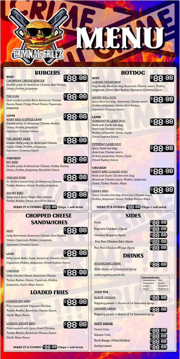 Menu, Criminal Grillz