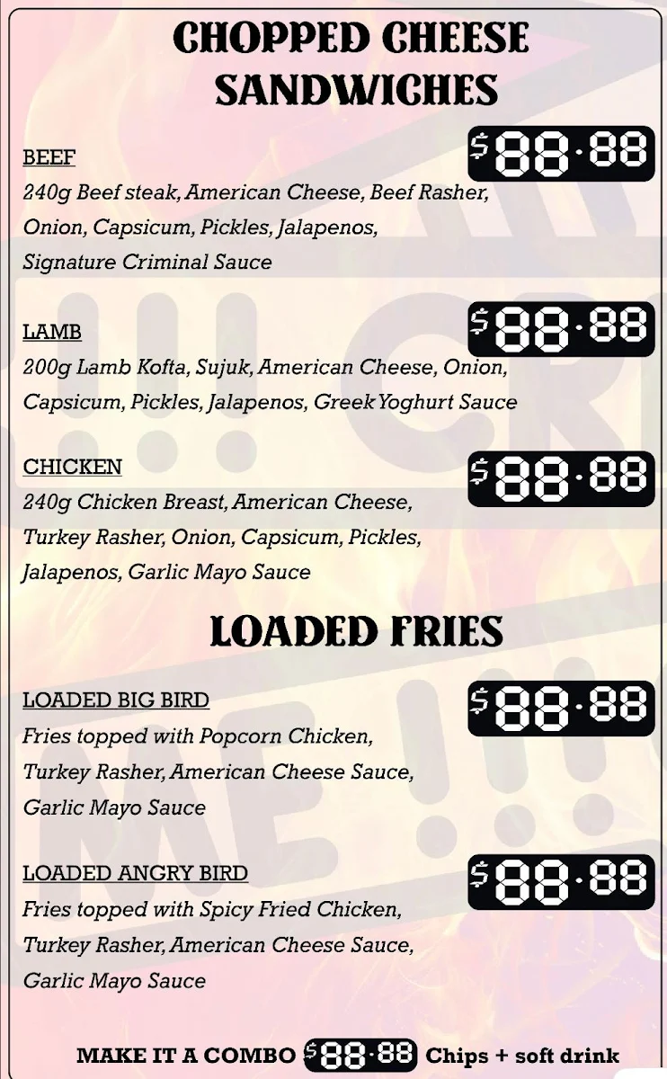 Menu, Criminal Grillz