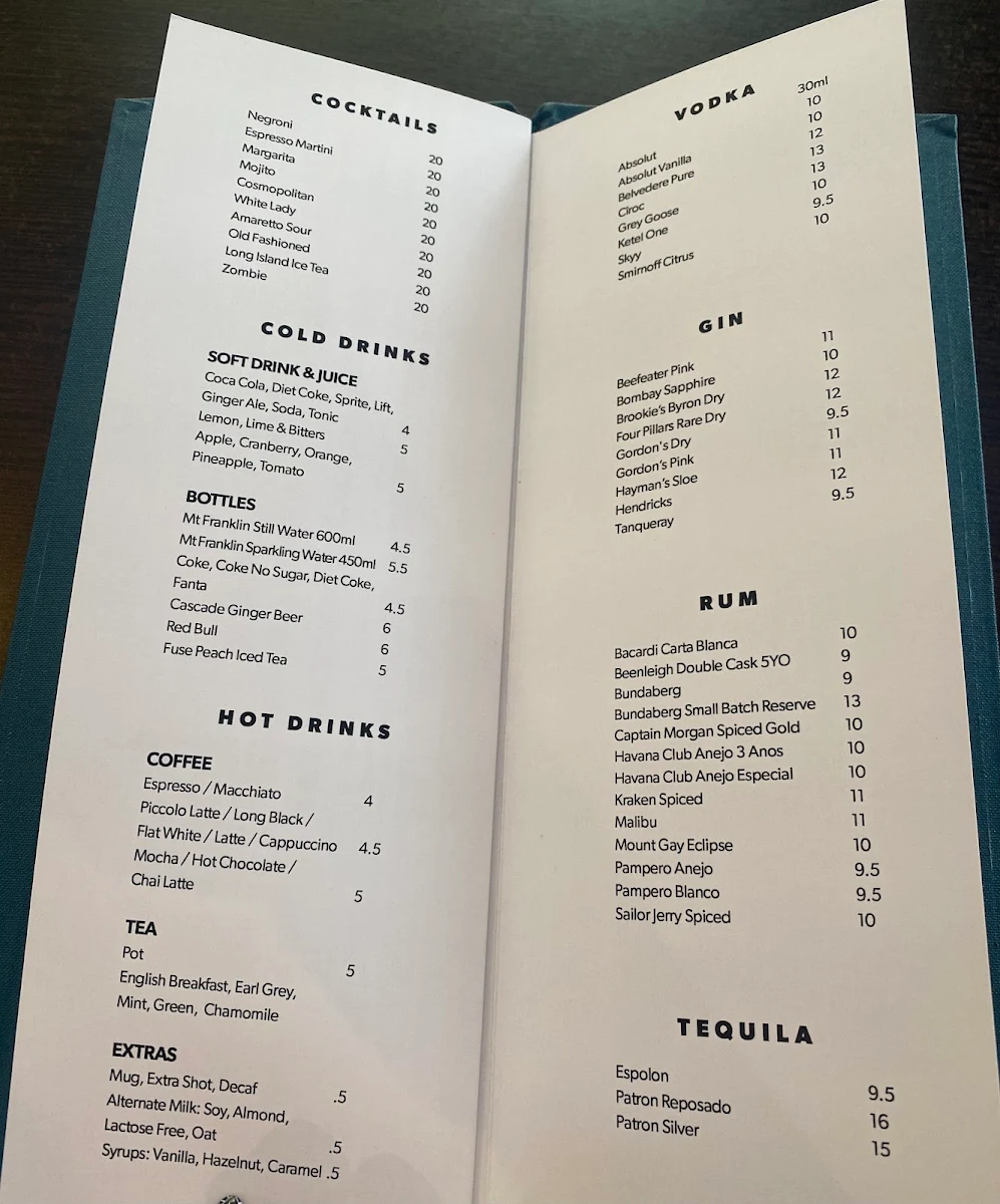 Menu, CBD | Cafe Bar Dining