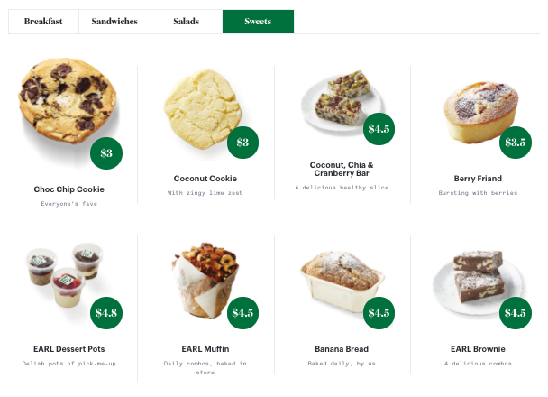 Menu, EARL Canteen - 567 Collins St