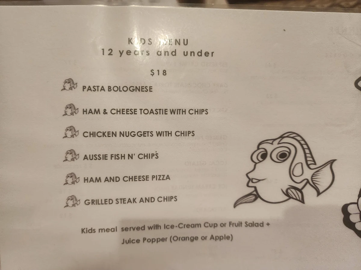 Menu, Coral Hedge Brasserie