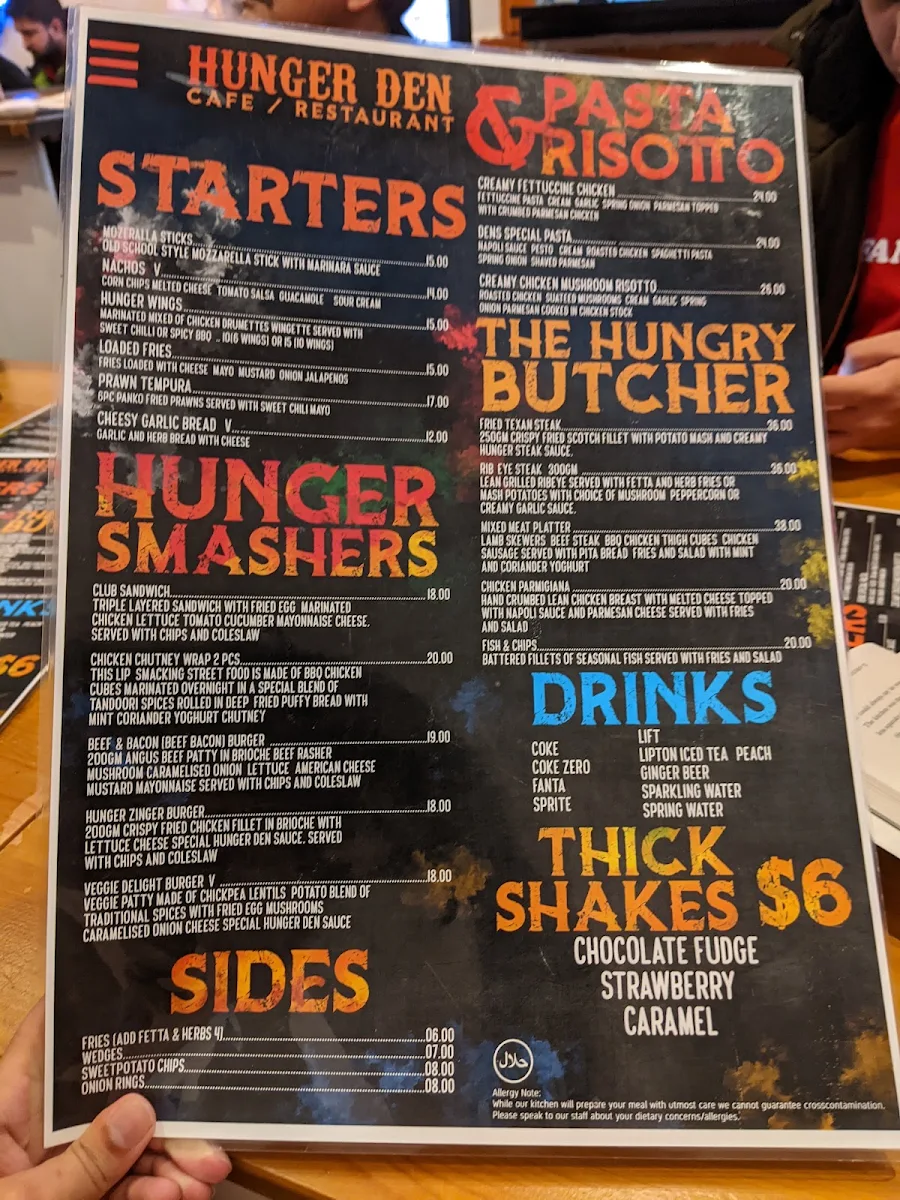 Menu, Hunger Den