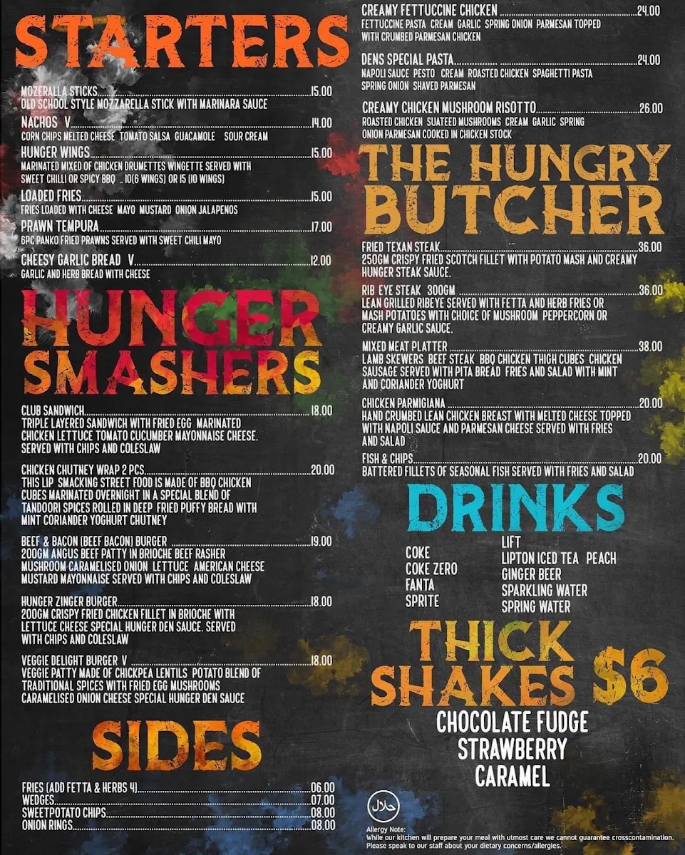 Menu, Hunger Den