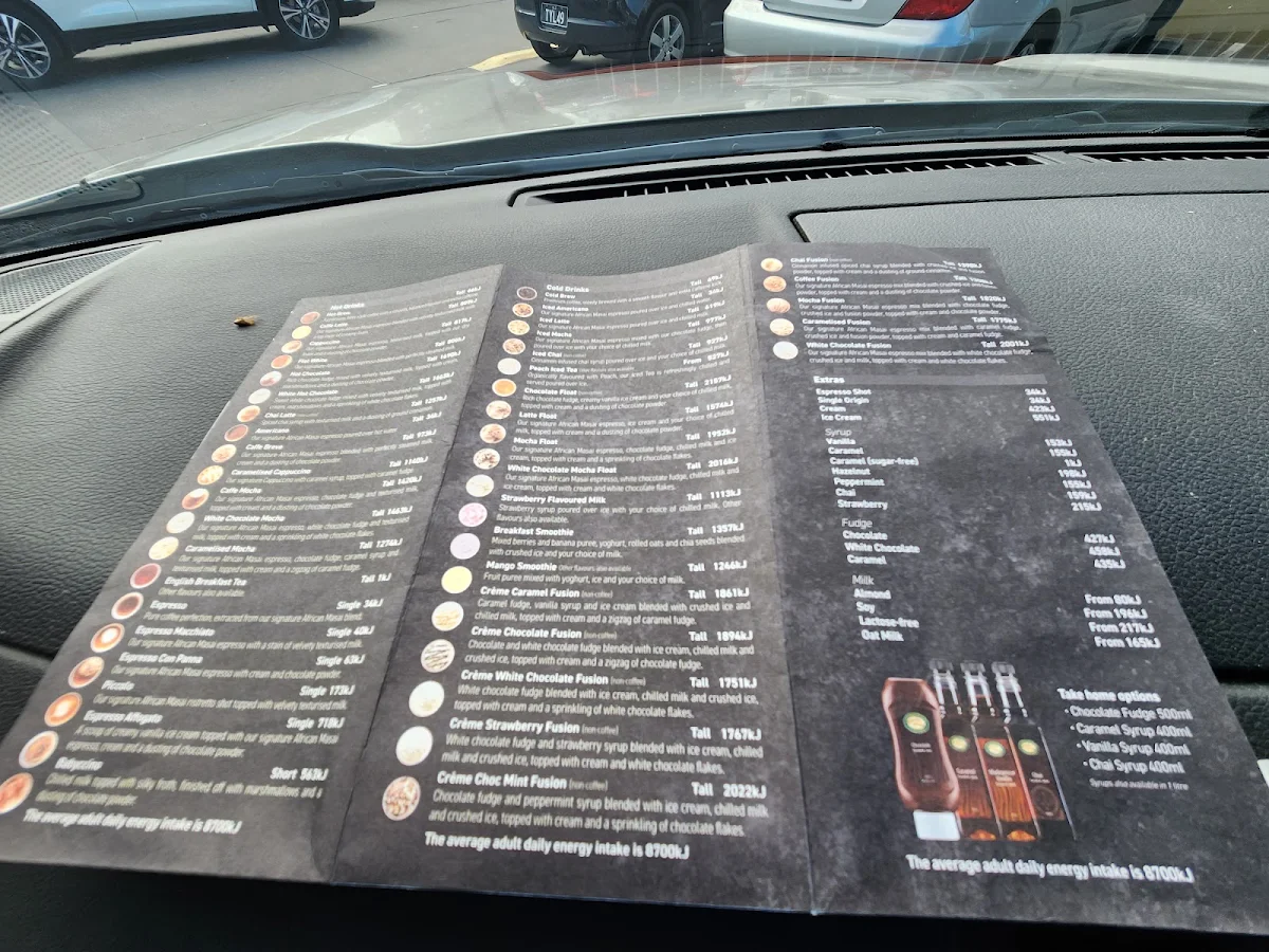 Menu, Zarraffa's Coffee Warwick