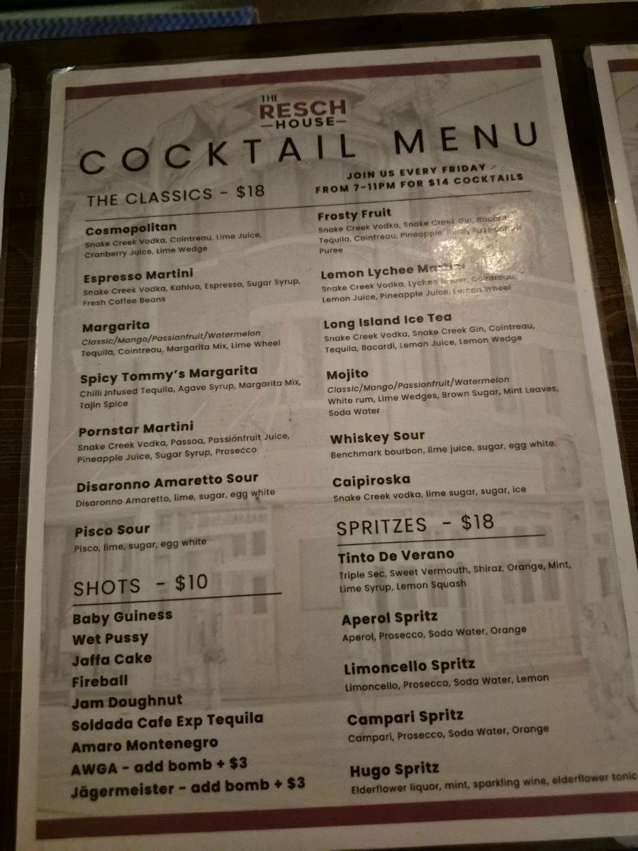 Menu, The Edinburgh Castle Hotel