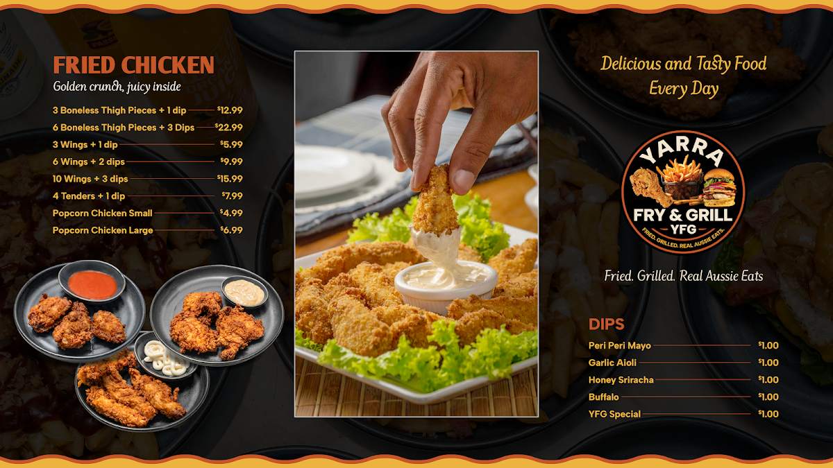 Menu, Yarra Fry & Grill