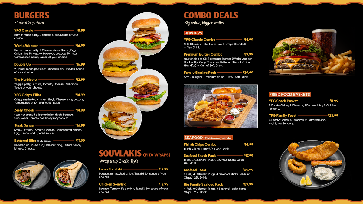 Menu, Yarra Fry & Grill