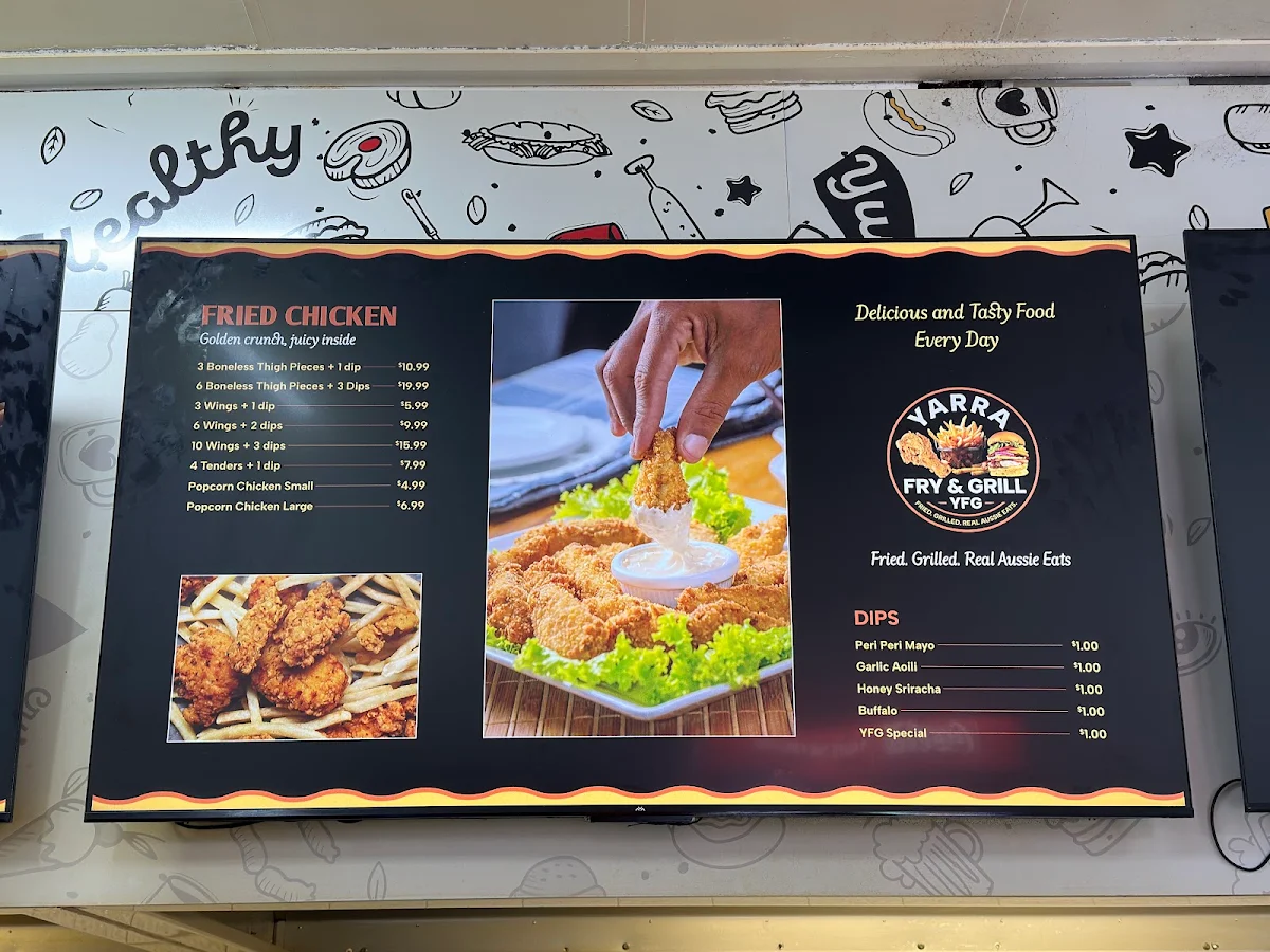 Menu, Yarra Fry & Grill
