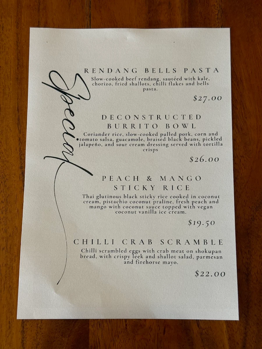 Menu, Halo Espresso