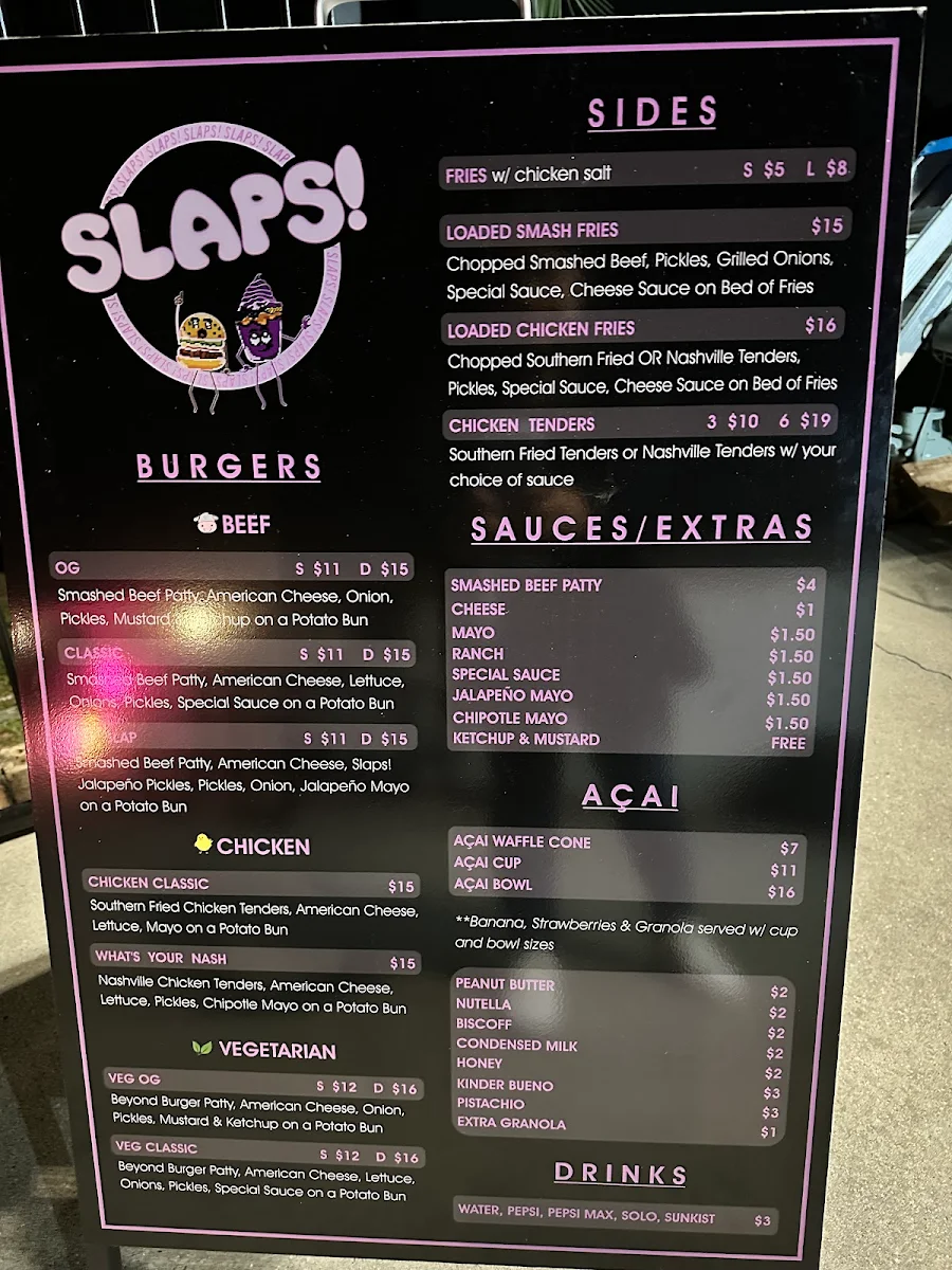 Menu, Slaps!