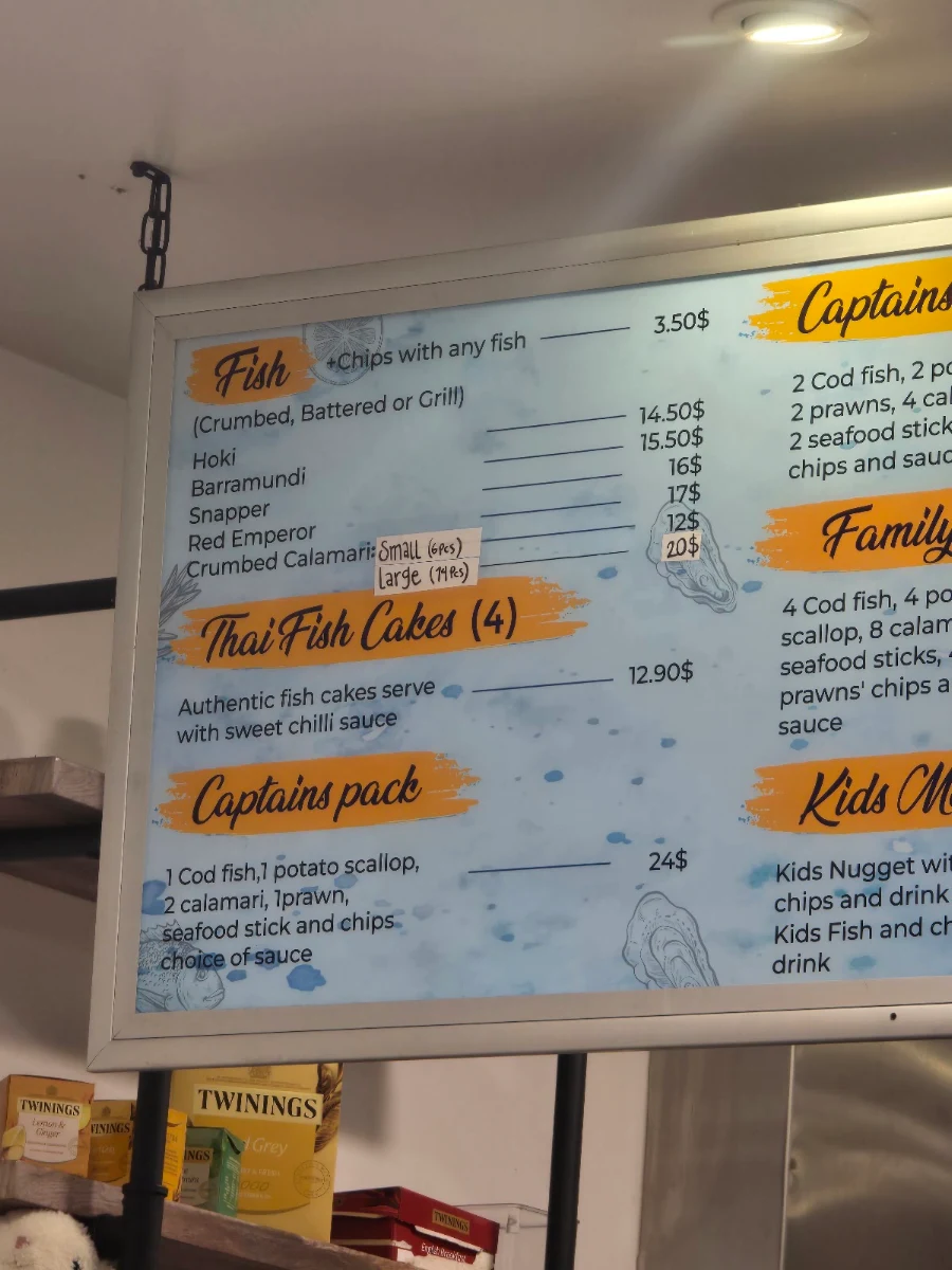 Menu, Dicky Beach Seafood and Burger co