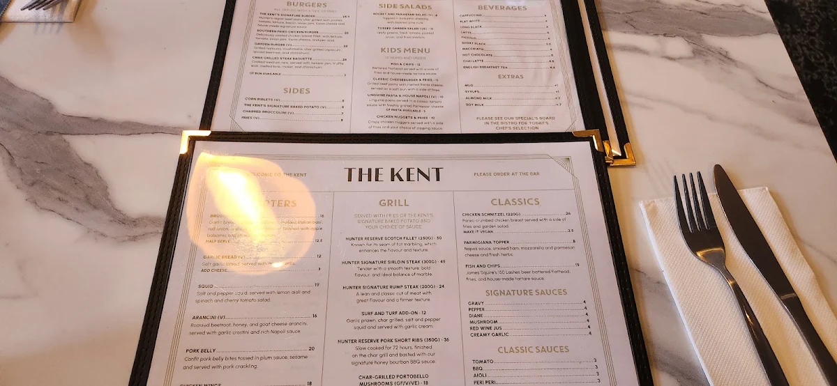 Menu, The Kent Hotel